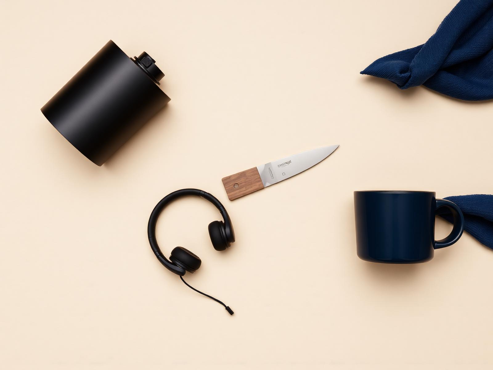 Premium forbrugerprodukter arrangeret editorialt